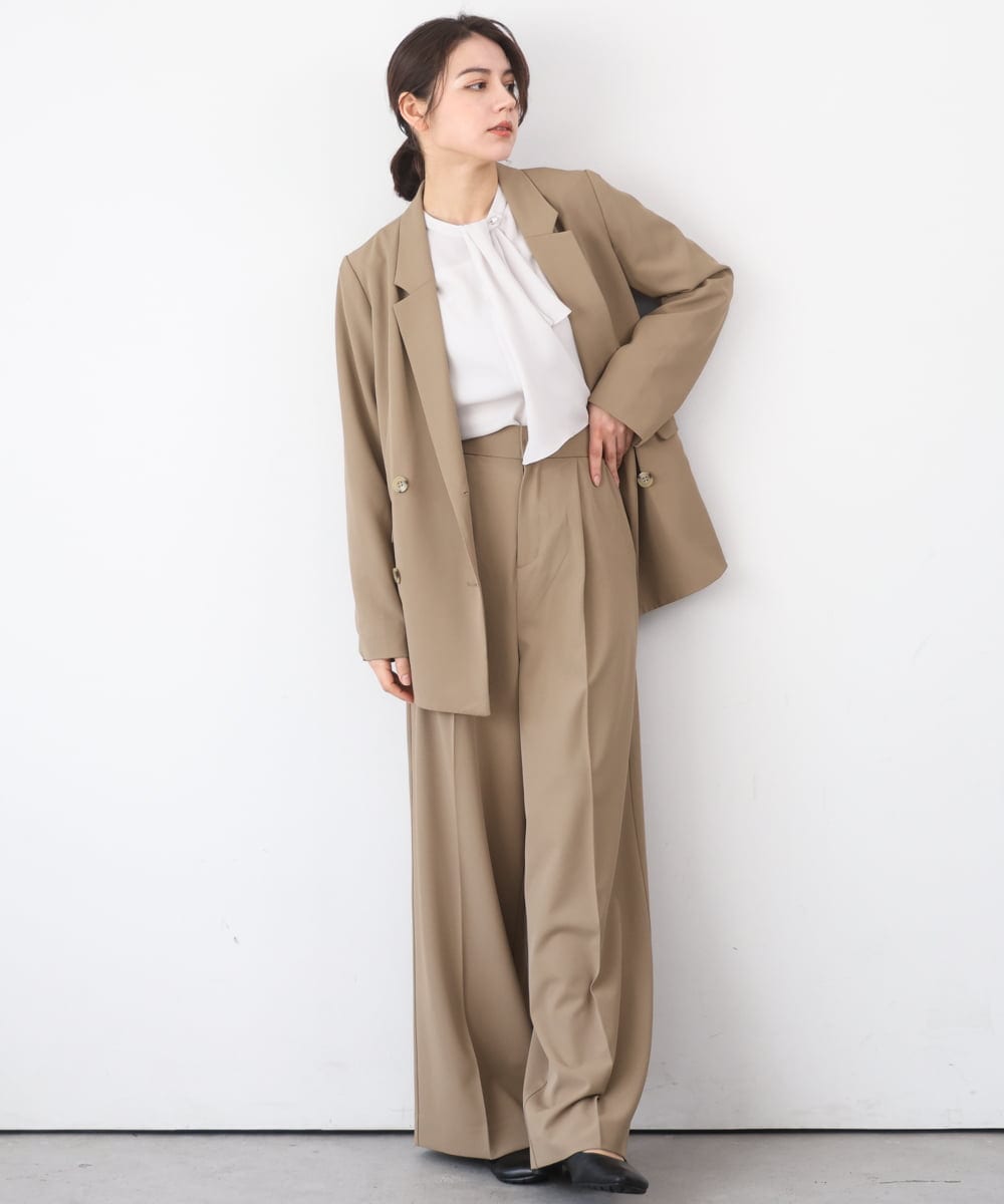 ZMJEE01170 al'aise modulation(アレーズモジュレーション) 【セットアップ対応】【洗える】フルダルダブルジャケット ベージュ