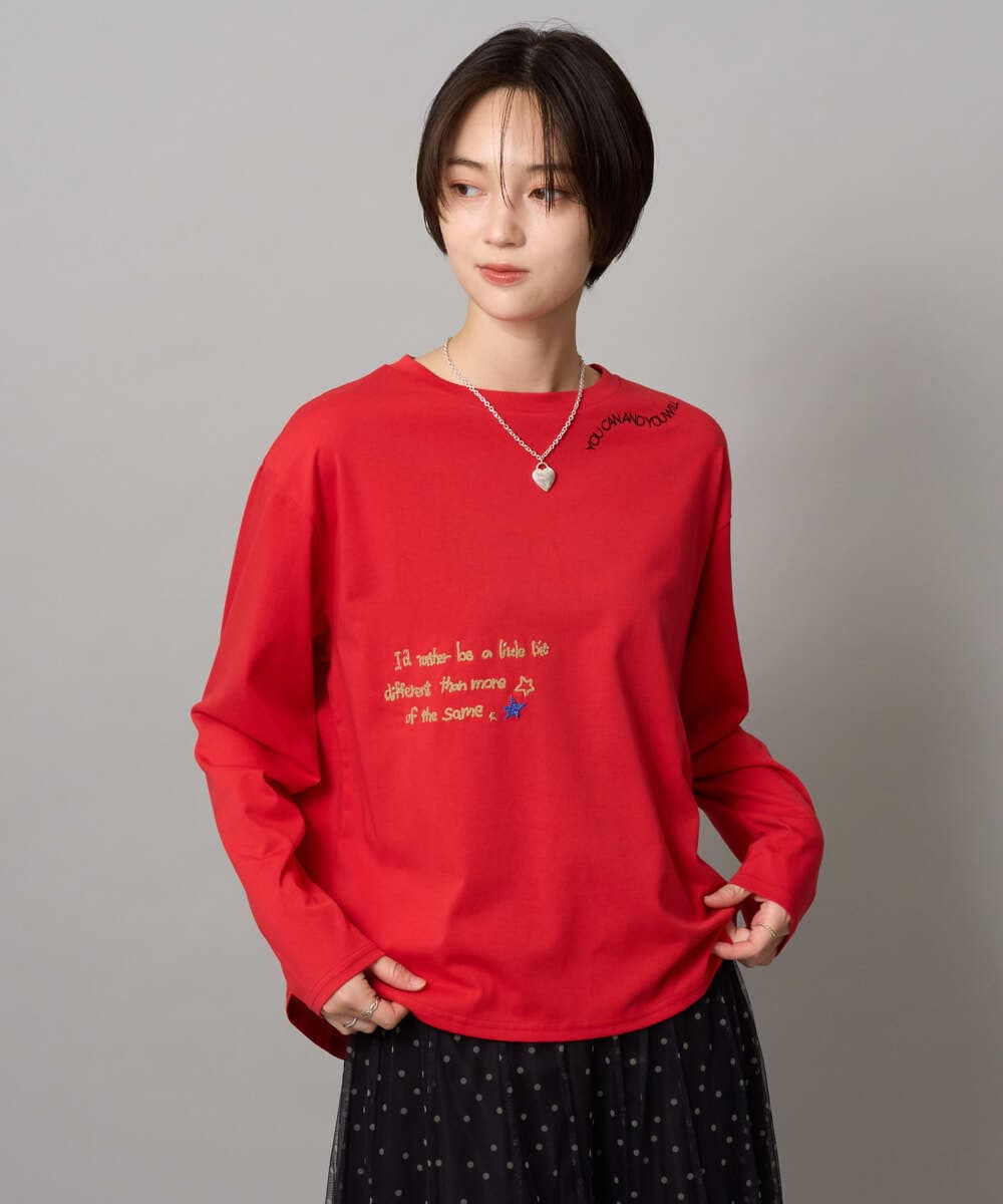 ZMKAH31110 al'aise modulation(アレーズモジュレーション) ロゴアクセントロングスリーブTシャツ レッド