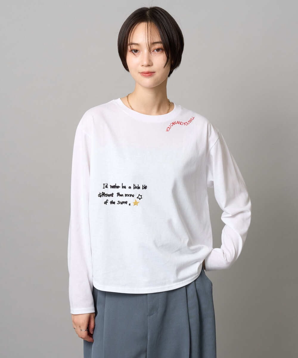 ZMKAH31110 al'aise modulation(アレーズモジュレーション) ロゴアクセントロングスリーブTシャツ アイボリー