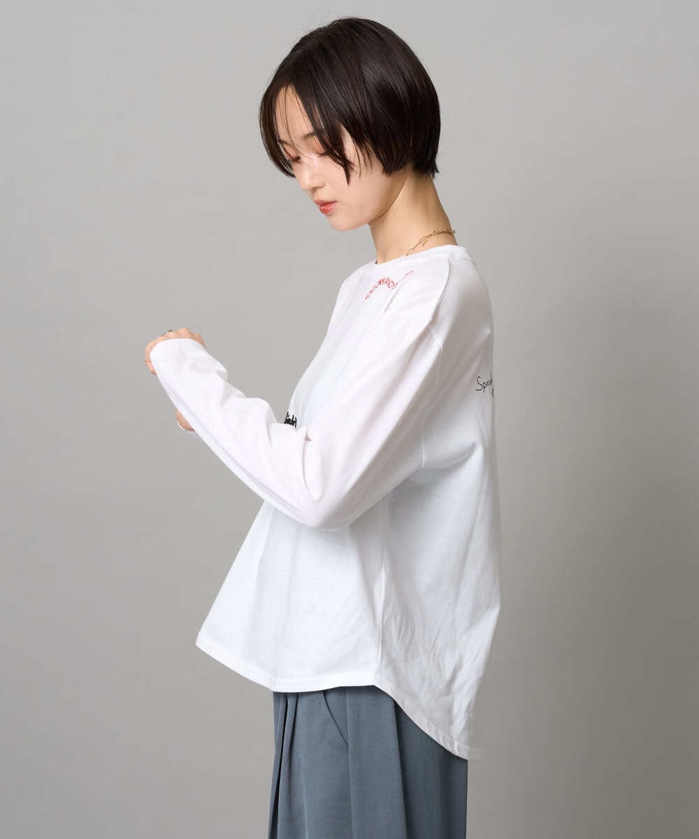 ZMKAH31110 al'aise modulation(アレーズモジュレーション) ロゴアクセントロングスリーブTシャツ アイボリー