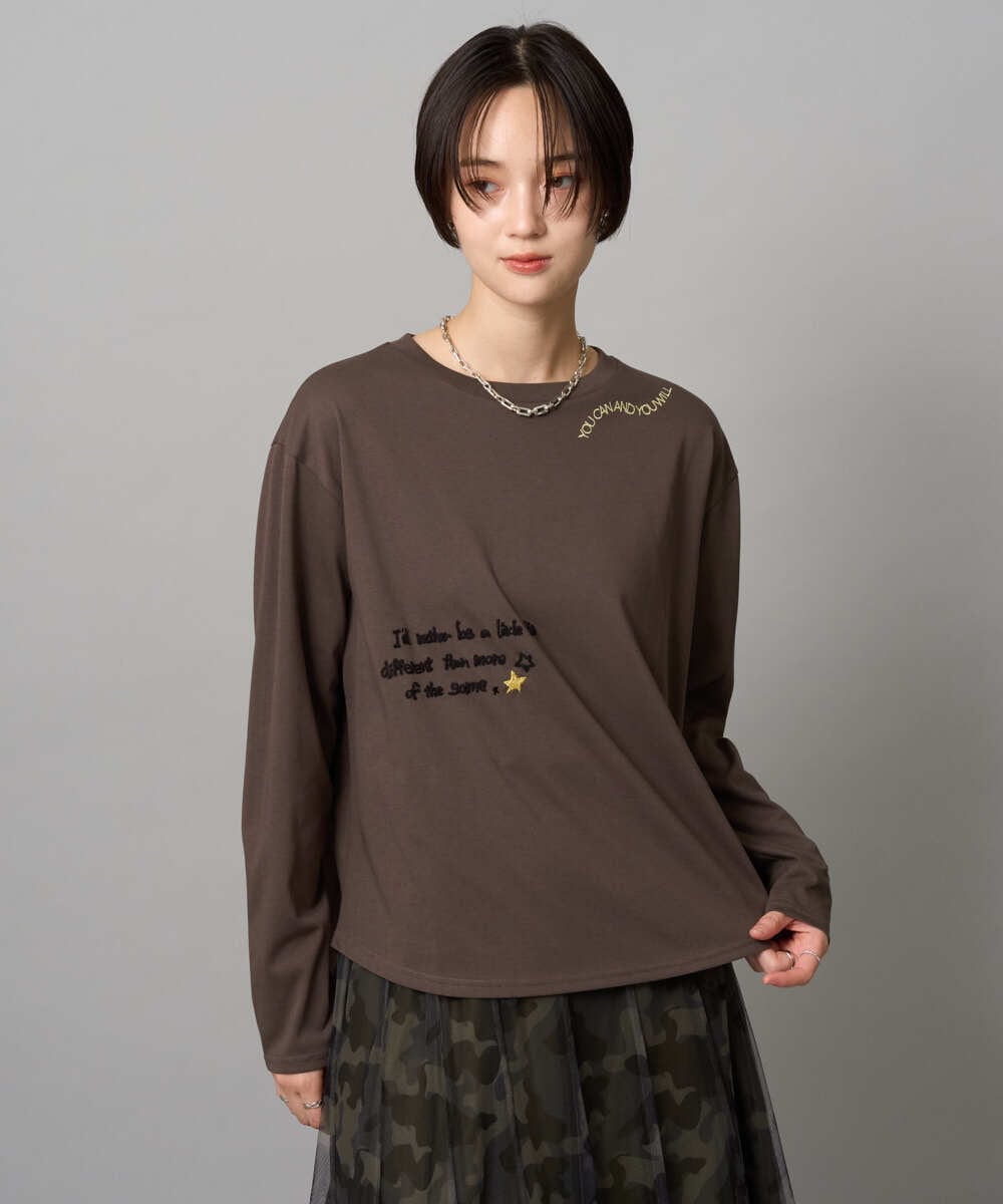 ZMKAH31110 al'aise modulation(アレーズモジュレーション) ロゴアクセントロングスリーブTシャツ ブラウン