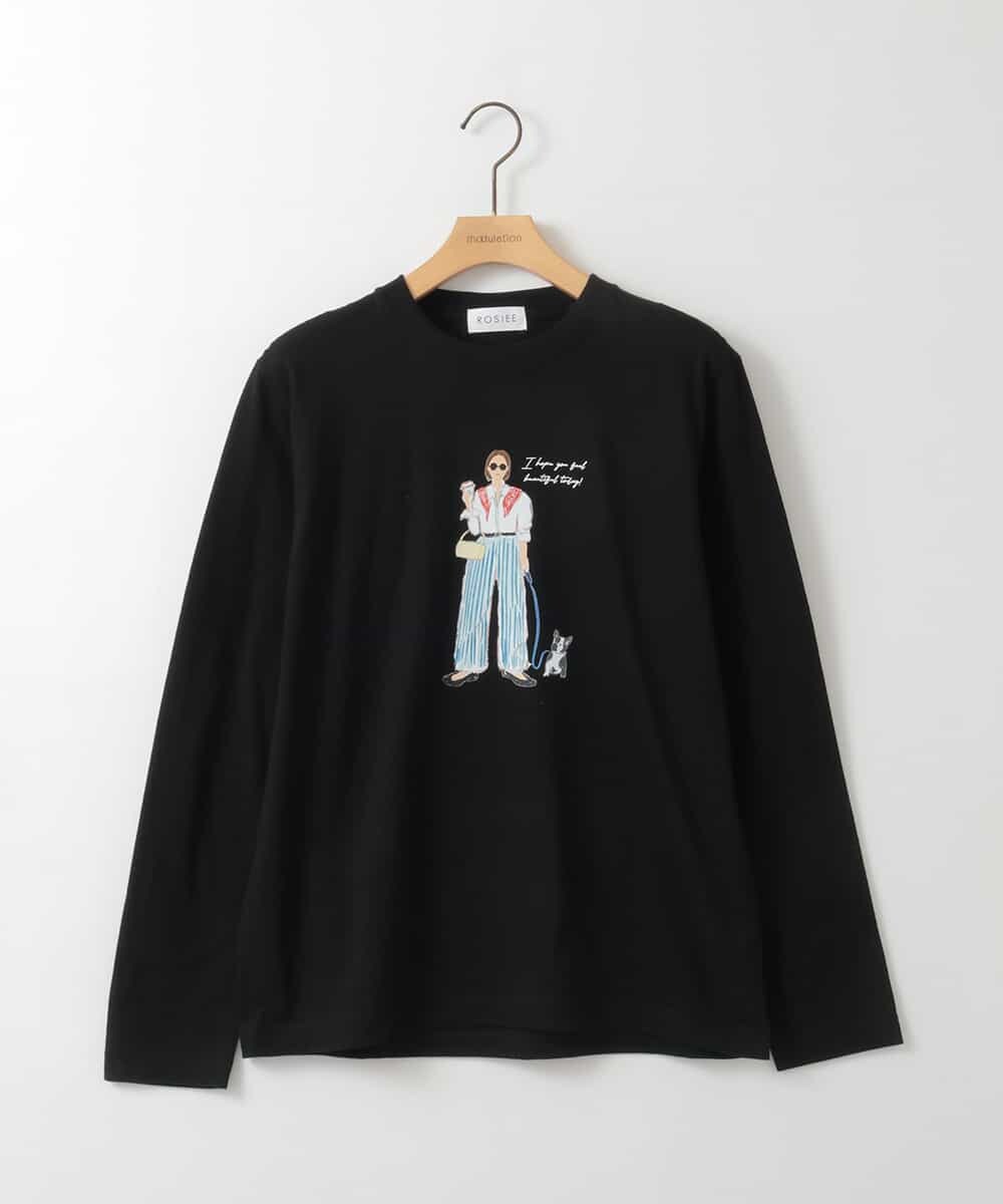ZMKEE16090 al'aise modulation(アレーズモジュレーション) ガールプリントロングTシャツ ブラック