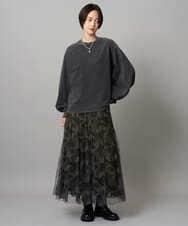 ZMKJE08138 al'aise modulation(アレーズモジュレーション) バックロゴ刺繍ボリュームスリーブカットソー ブラック
