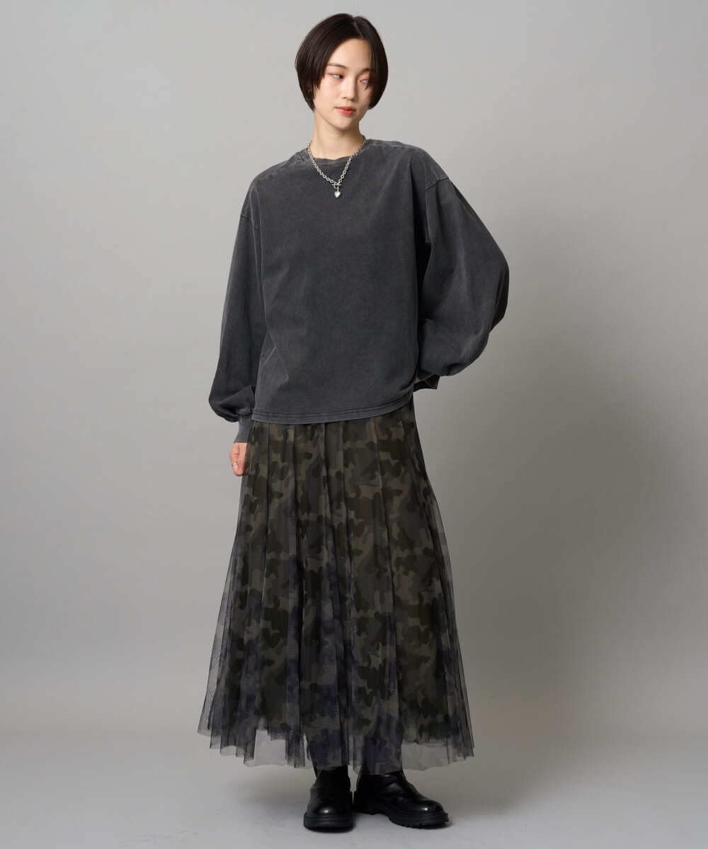 ZMKJE08138 al'aise modulation(アレーズモジュレーション) バックロゴ刺繍ボリュームスリーブカットソー ブラック