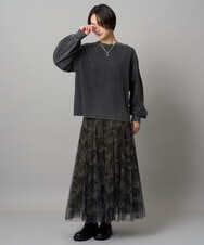 ZMKJE08138 al'aise modulation(アレーズモジュレーション) バックロゴ刺繍ボリュームスリーブカットソー ブラック