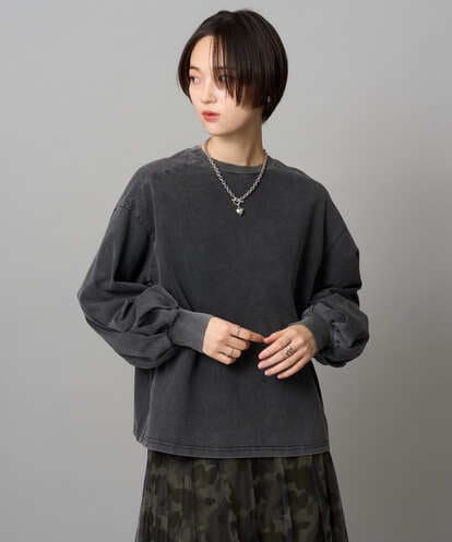 ZMKJE08138 al'aise modulation バックロゴ刺繍ボリュームスリーブカットソー