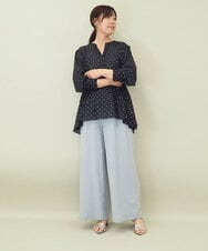 ZMLGE16090 al'aise modulation(アレーズモジュレーション) 【セットアップ対応・洗える】リネンライクワイドパンツ ライトブルー