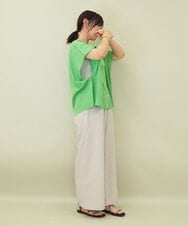 ZMLGE16090 al'aise modulation(アレーズモジュレーション) 【セットアップ対応・洗える】リネンライクワイドパンツ ライトグレー