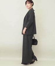 ZMLGE16090 al'aise modulation(アレーズモジュレーション) 【セットアップ対応・洗える】リネンライクワイドパンツ ダークグレー