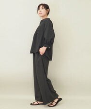 ZMLGE16090 al'aise modulation(アレーズモジュレーション) 【セットアップ対応・洗える】リネンライクワイドパンツ ダークグレー