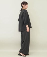 ZMLGE16090 al'aise modulation(アレーズモジュレーション) 【セットアップ対応・洗える】リネンライクワイドパンツ ダークグレー