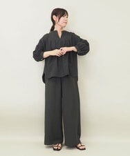 ZMLGE16090 al'aise modulation(アレーズモジュレーション) 【セットアップ対応・洗える】リネンライクワイドパンツ ダークグレー