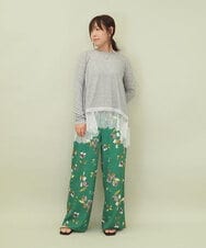 ZMLGE18160 al'aise modulation(アレーズモジュレーション) フラワープリントイージーワイドパンツ グリーン